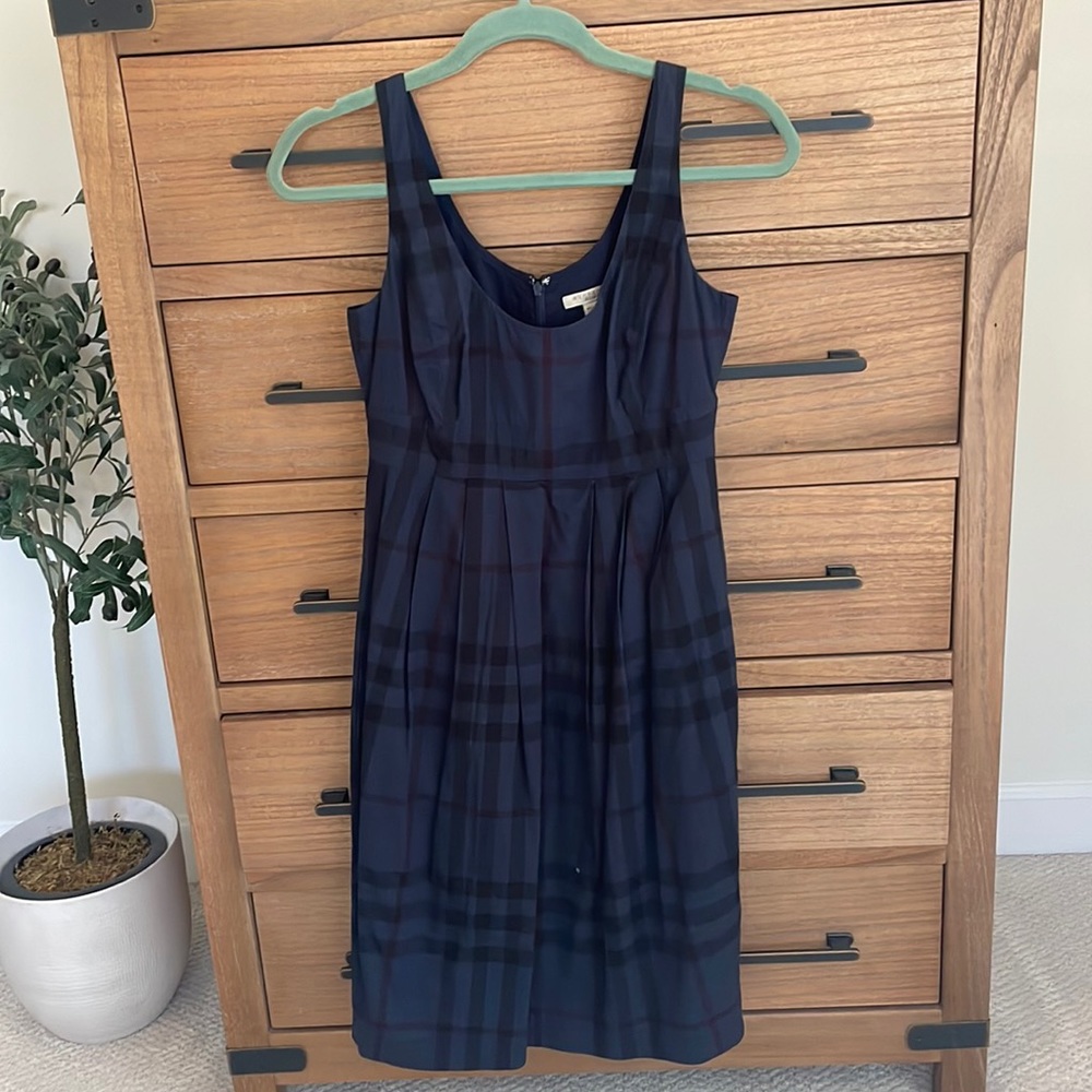 Burberry navy black and red plaid dress 4